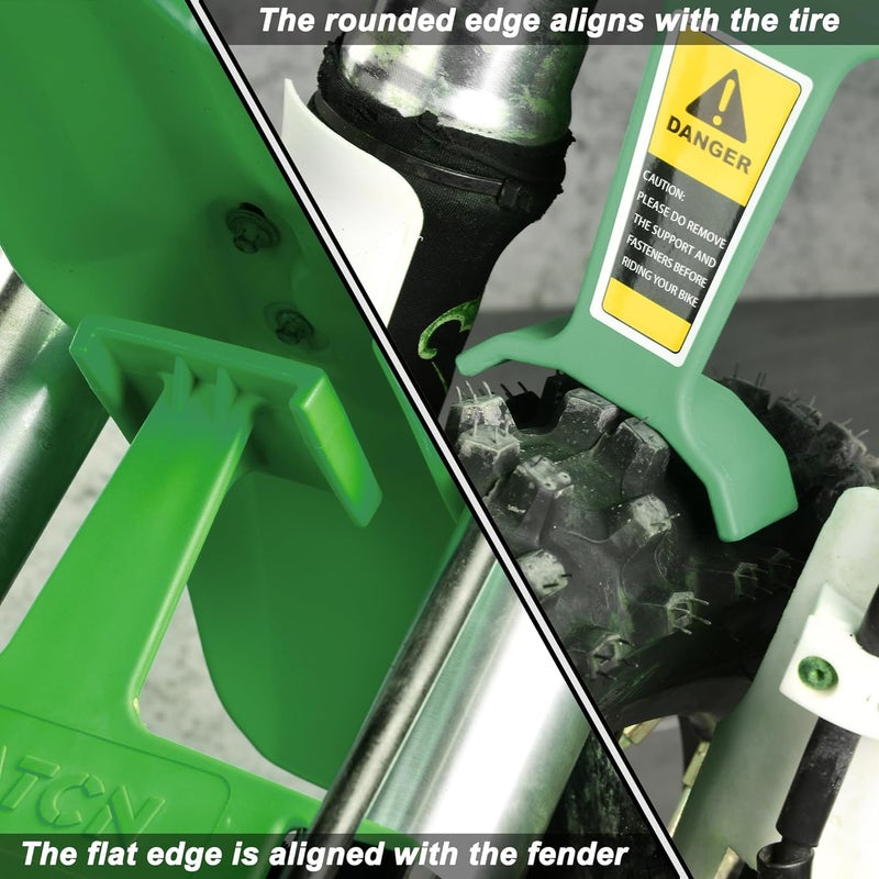 RUTU Motorcycle Fork Saver,10.9 Inches Universal Fork Guard for XC-W 250 CR80 CR250 CRF450R XR650R DRZ400S KLX 300R,Fork Support Guard Transportation Protector with 2 Binding Straps (Green) - Image 4